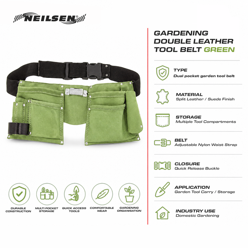 CT2634 - Gardening Double Leather Tool Belt Green