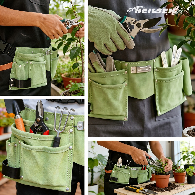 CT2634 - Gardening Double Leather Tool Belt Green