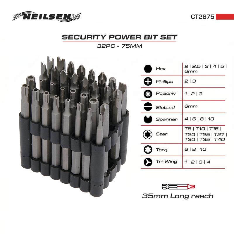CT2875 - Security Bit Set - 32pc 75mm