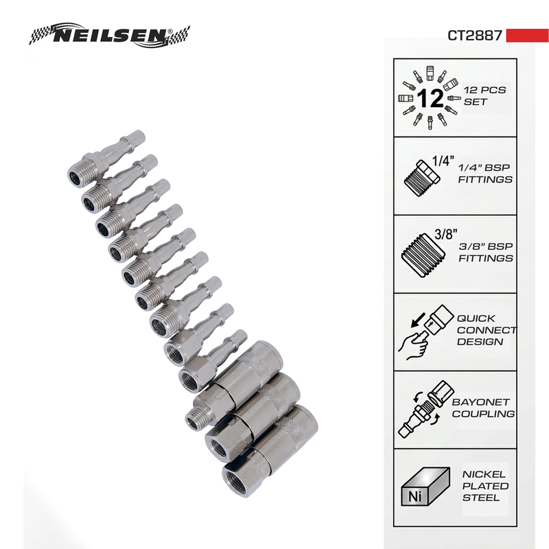 CT2887 - 12pc Air Hose Quick Coupling Set