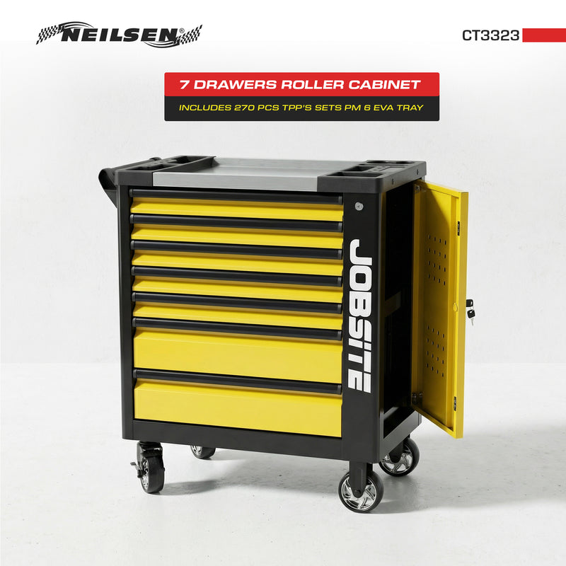 CT3323 - Jobsite Roller Tool Cabinet With 7 Drawers and 270-Piece Set
