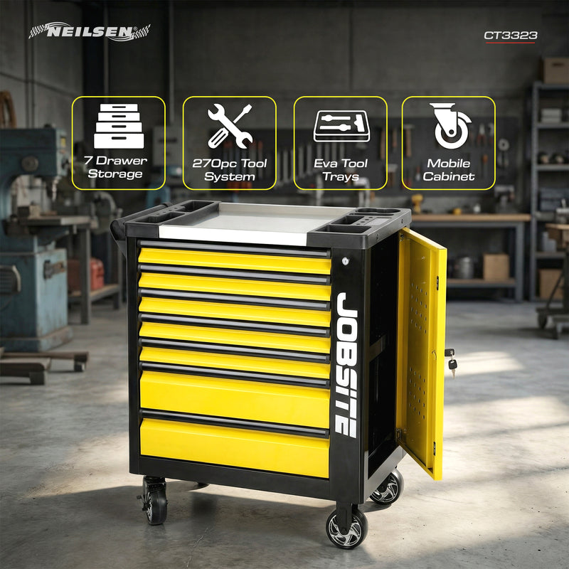 CT3323 - Jobsite Roller Tool Cabinet With 7 Drawers and 270-Piece Set