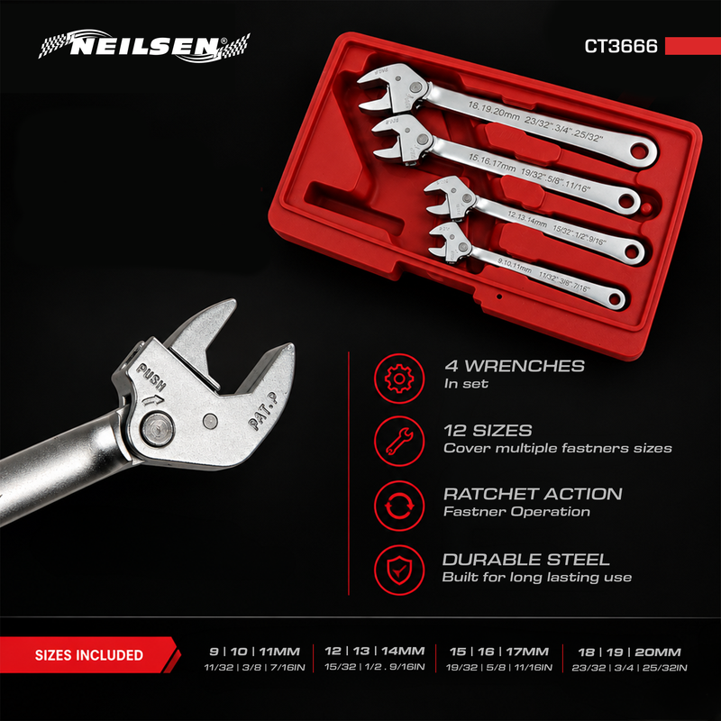 CT3666 - 4pc Clamp Ratchet Wrench Set