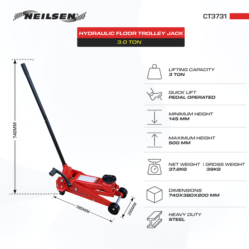 CT3731 - Hydraulic Floor Trolley Jack - 3.0Ton