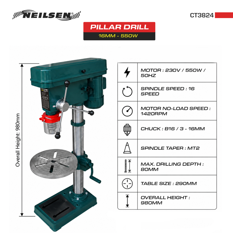 CT3824 - 16mm 550w Pillar Drill