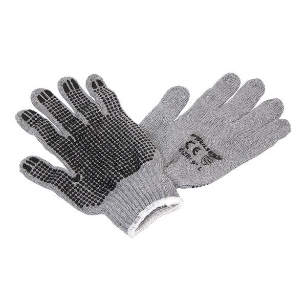 CT3843 - 12 Pairs Of Knitted Gloves with PVC Dots Size 9 Large