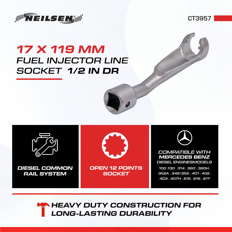 CT3957 - 1/2in Dr Fuel Injector Line Socket - 17mm
