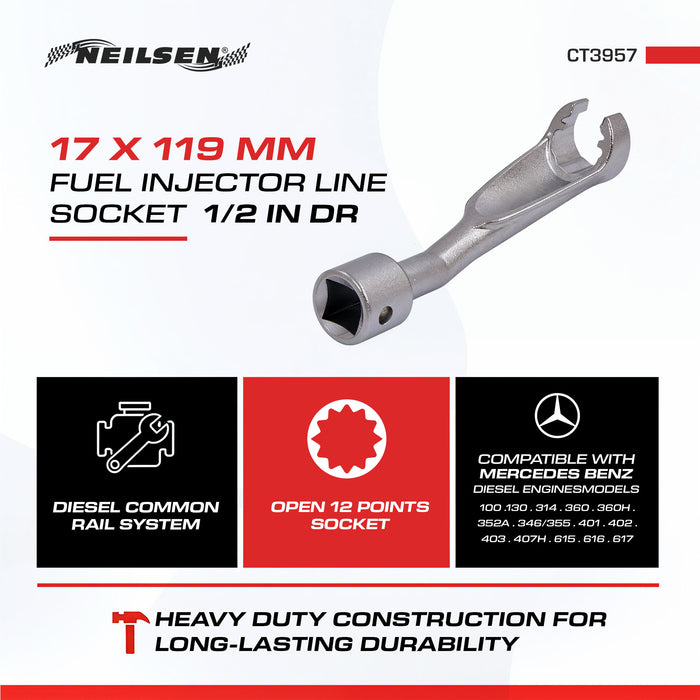 CT3957 - 1/2in Dr Fuel Injector Line Socket - 17mm
