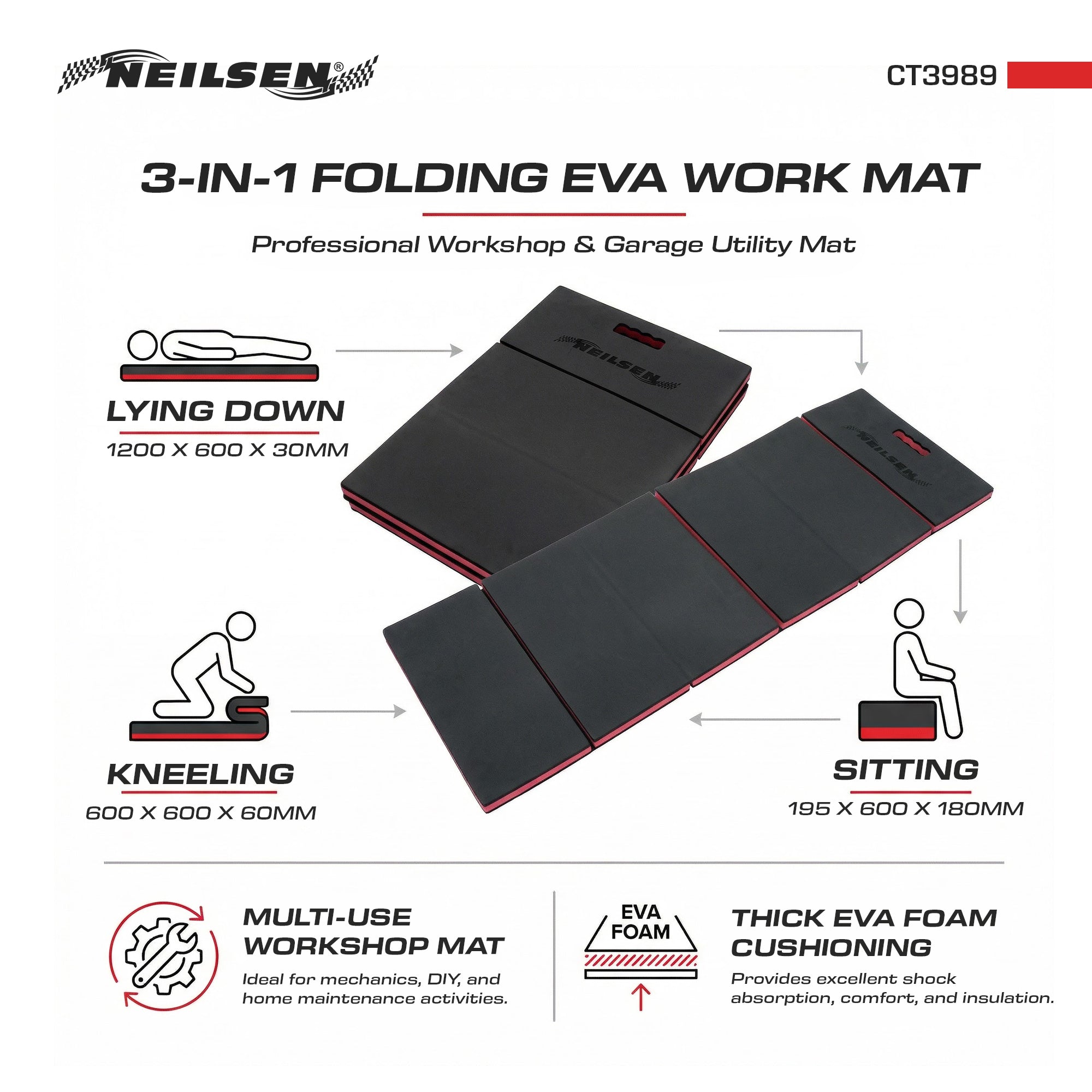 CT3989 - 3 IN 1 Mechanics Eva Foam Mat — Neilsen Tools