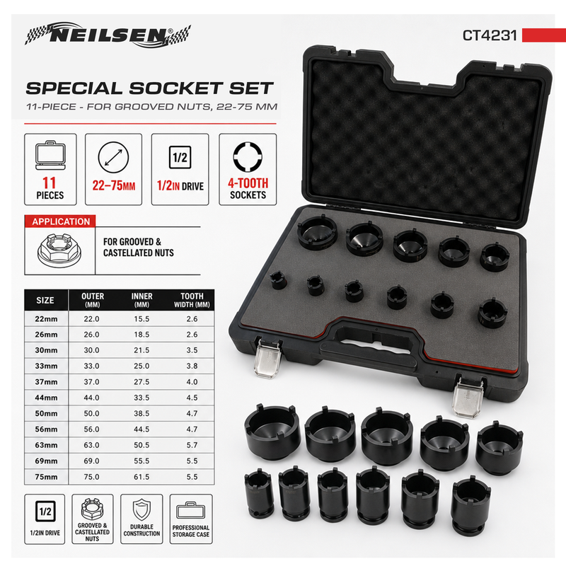 CT4231 - 11pc 1/2in Dr Ball Joint Pin Socket Set