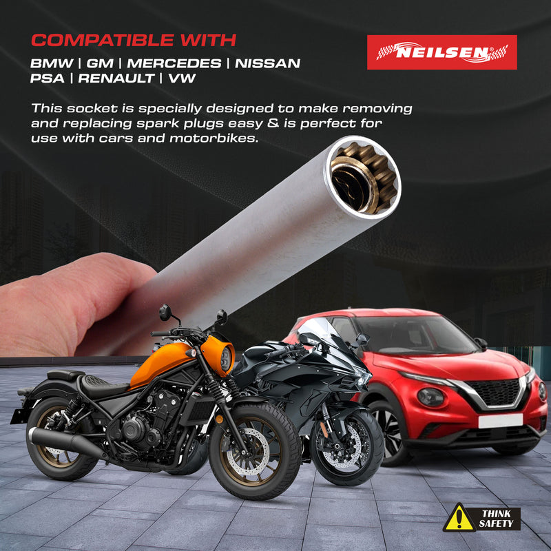 CT4243 - 3/8in Dr Extra Long Spark Plug Socket 14mm