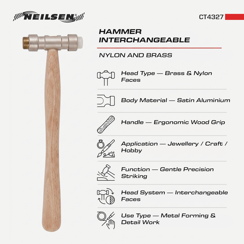 CT4327 - Hobby Hammer with Interchangeable Brass and Nylon Heads