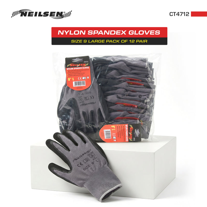 CT4712 - Nylon Spandex Gloves Size 9 Large Pack of 12 Pair