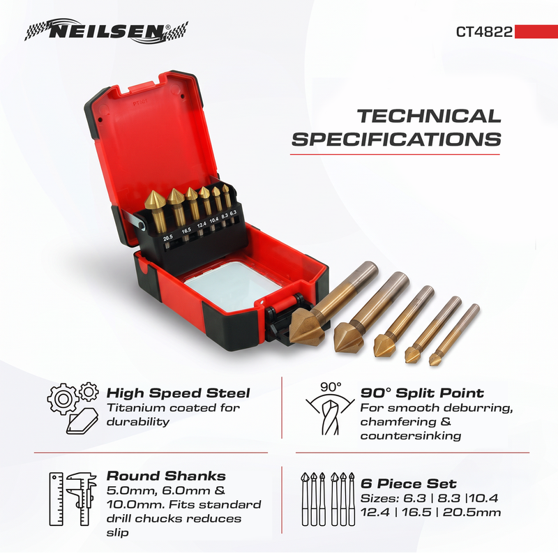 CT4822 - 6pc HSS Countersink Set
