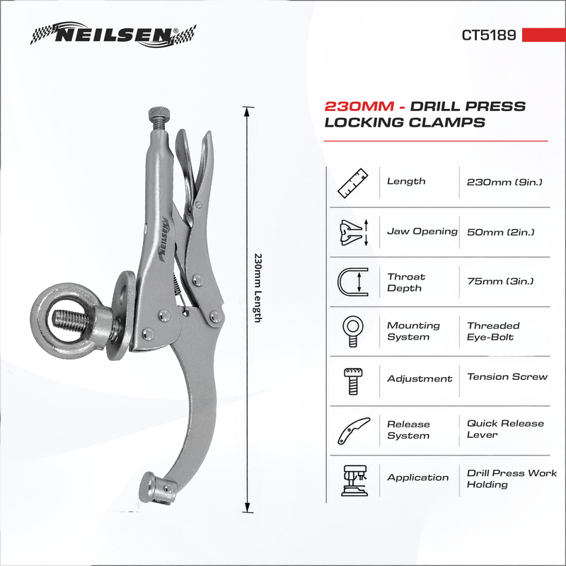 CT5189 - 230mm  Drill Press Locking Clamps