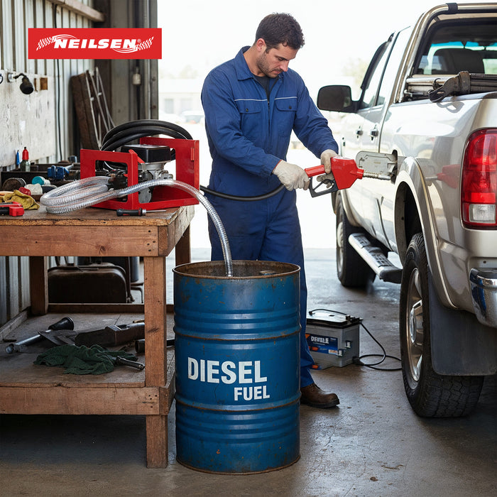 CT5261 - 12V Diesel Fuel Pump with Hose / Nozzle / Flow Meter and Self Priming Gun