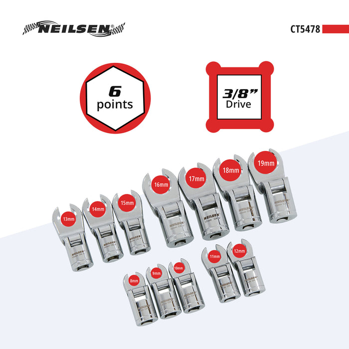 CT5478 - 12pc 3/8in DR Crowfoot Wrench Set