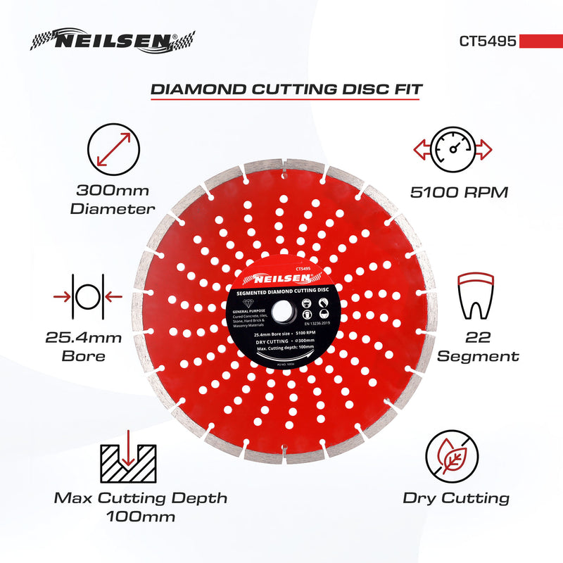 CT5495 - 300mm Diamond Disc  Segmented Size: 300 x 25.4mm / 22 Teeth