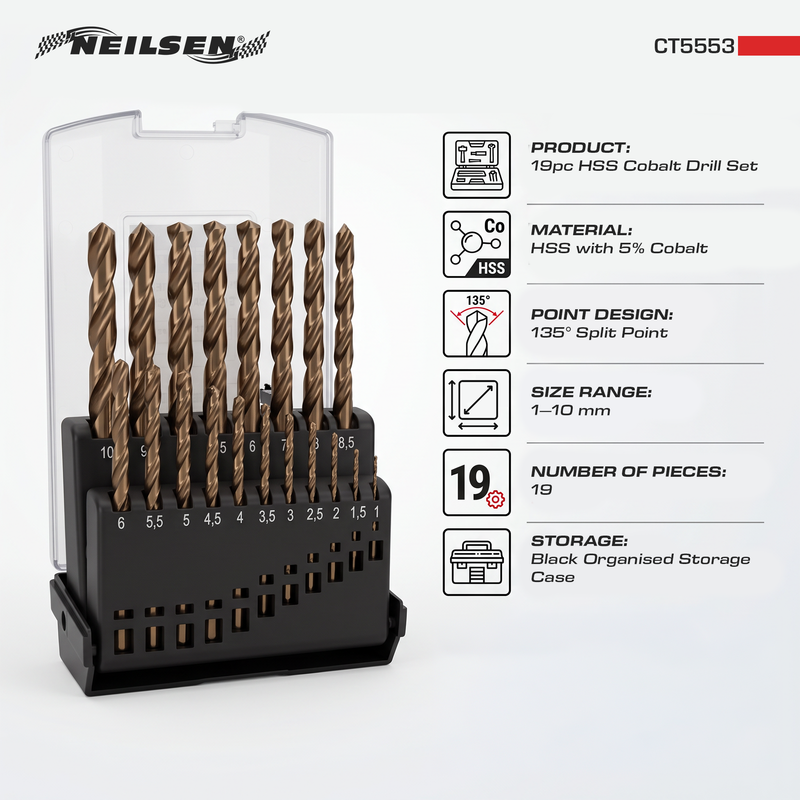 CT5553 - 19pc HSS Cobalt Drill Set