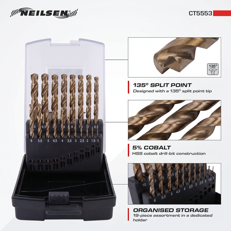CT5553 - 19pc HSS Cobalt Drill Set