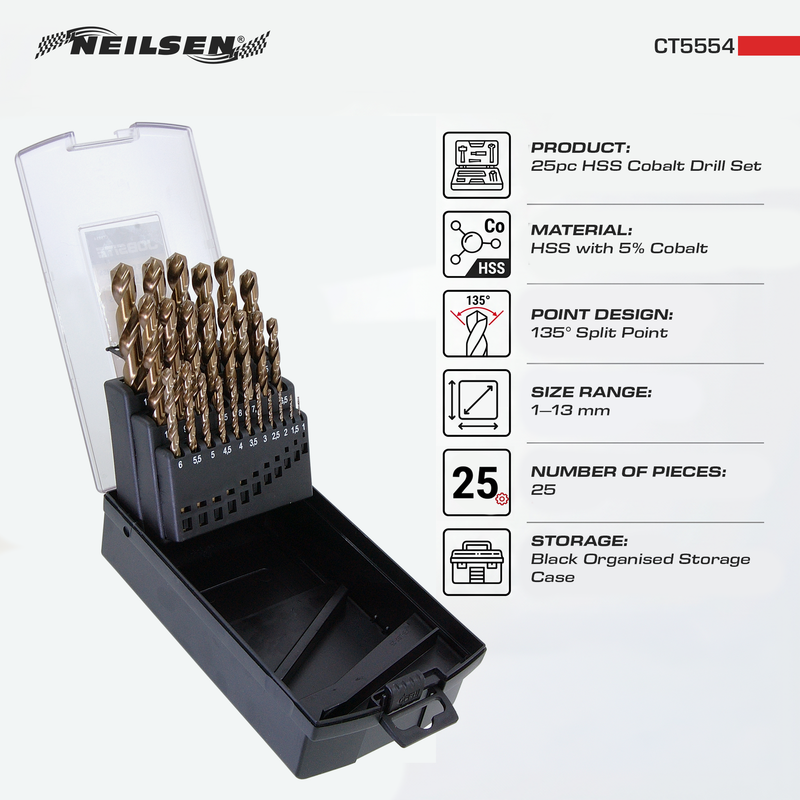 CT5554 - 25pc HSS Cobalt Drill Set