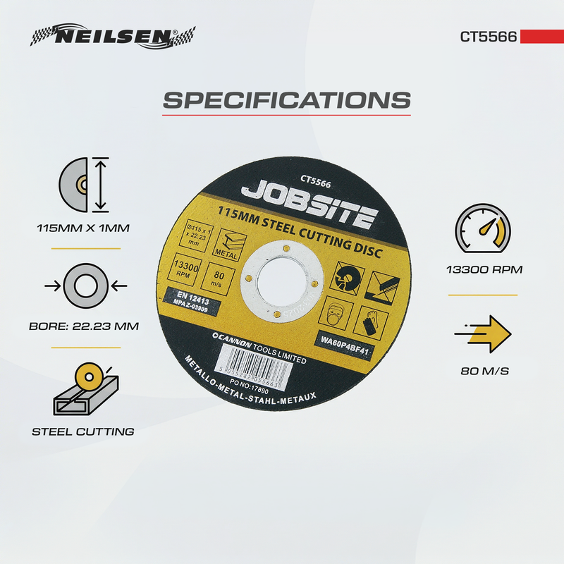 CT5566 - 115mm Steel Cutting Discs 50pc