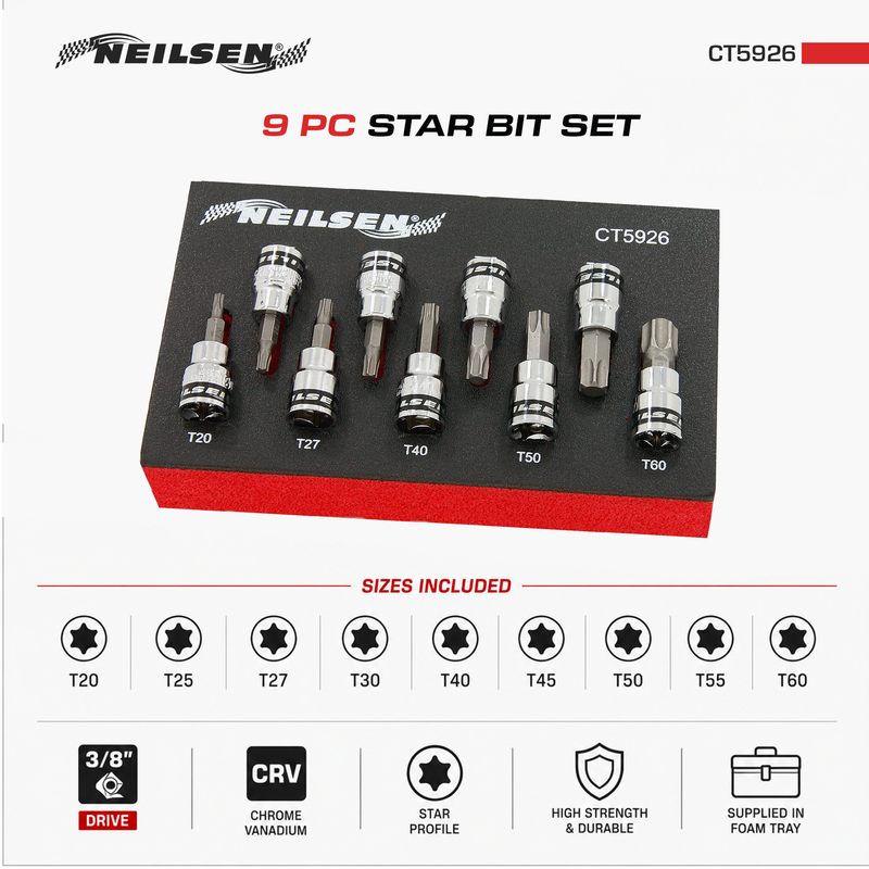 CT5926 - Star Bit Set - 9pc 3/8in.Drive