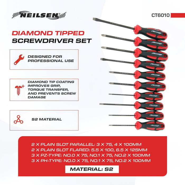 CT6010 - Diamond Tipped Screwdriver Set 10pc