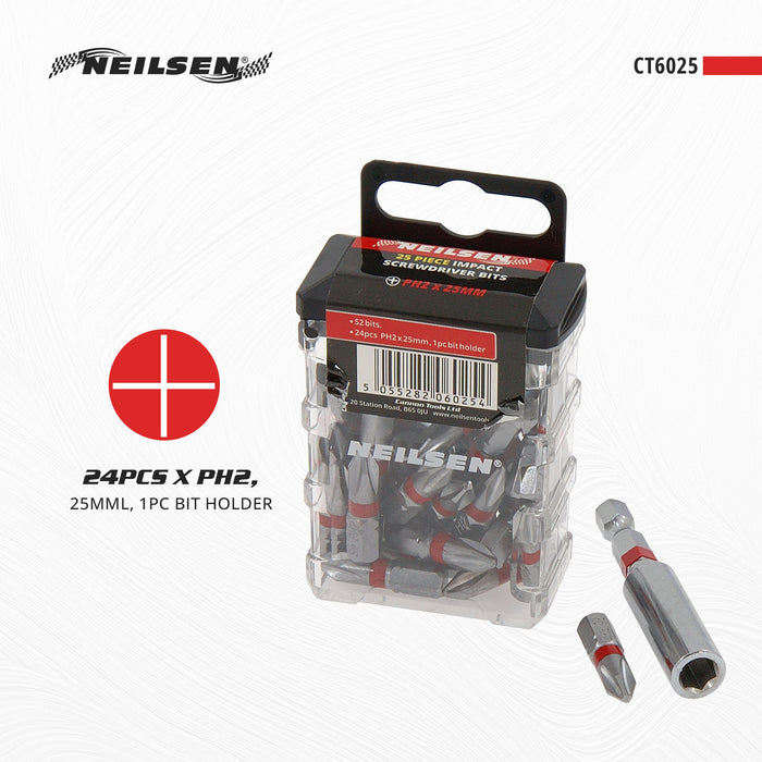 CT6025 - 25pc Impact Screwdriver Bit Box 25mm PH2