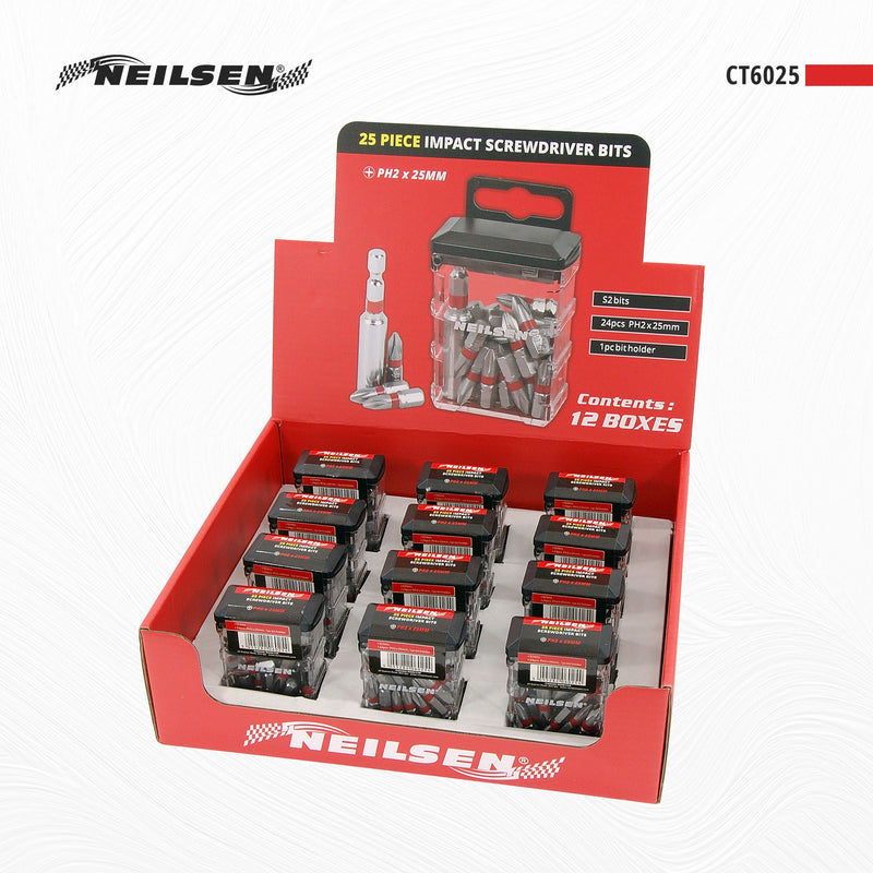 CT6025 - 25pc Impact Screwdriver Bit Box 25mm PH2