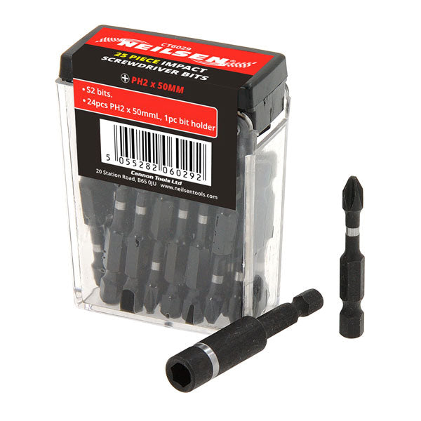 CT6029 - 25pc 50mm Impact Screwdriver Bit Box PH2 — Neilsen Tools