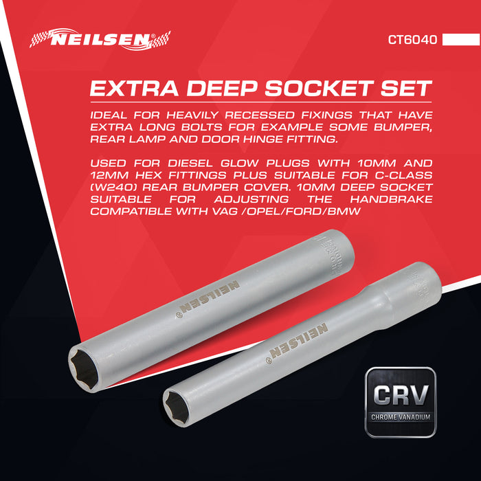 CT6040 - 2pc Extra Deep Socket Set 3/8" Drive