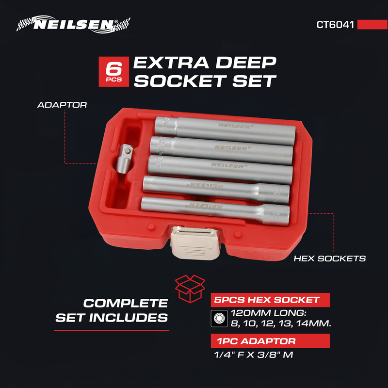CT6041 - 6pc Extra Deep Socket Set 3/8" Drive
