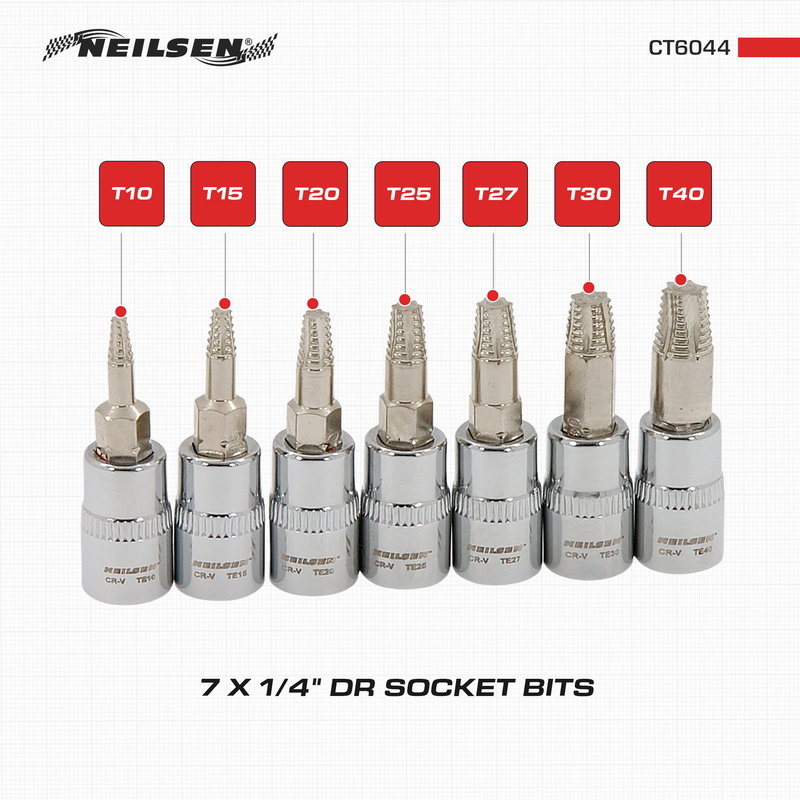 CT6044 - 7pc Extractor Set For Damaged Torx/Star Screws