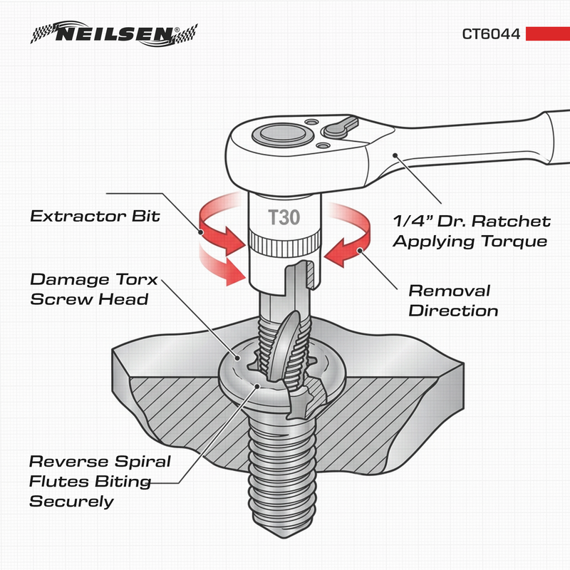 CT6044 - 7pc Extractor Set For Damaged Torx/Star Screws