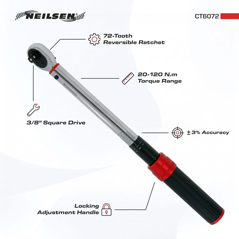 CT6072 - Torque Wrench 20-120N.M  3/8inch Drive