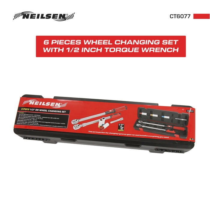 CT6077 -  6 Pieces  Wheel Changing Set with 1/2 Inch Torque Wrench