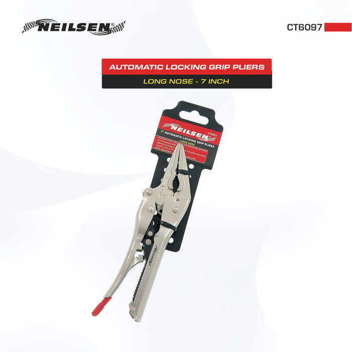 CT6097 - 7" Automatic Locking Long Nose Grip Pliers