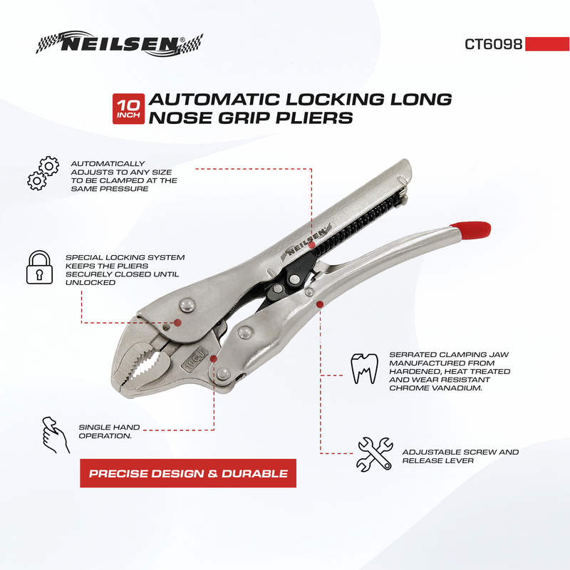 CT6098 - 10" Automatic Locking Grip Pliers