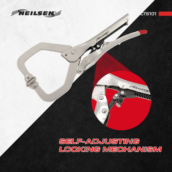 CT6101 - 11“ Self-Adjusting Locking Long Reach C-Clamp With Swivel Pads