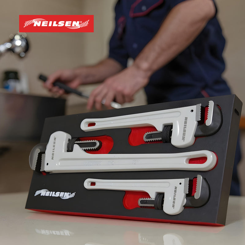 CT6116 - 3pc Aluminium Pipe Wrench 10inch, 12inch, 18inch