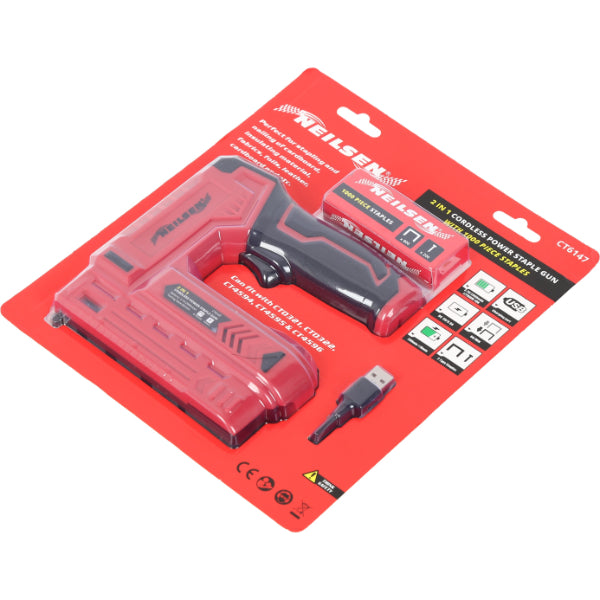 CT6147 2 IN 1 Cordless Power Staple Gun with 1000pc Staples — Neilsen