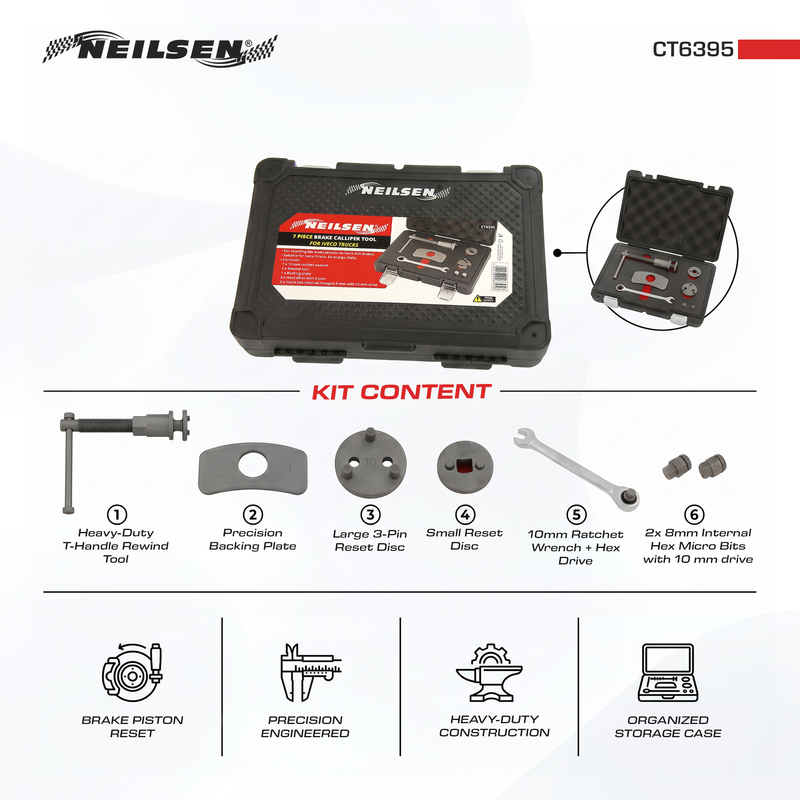 CT6395 - Brake Calliper Tool For IVECO Trucks 7pc