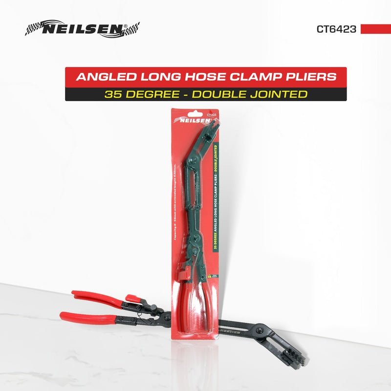 CT6423 - 35 Degree Angled Long Hose Clamp Pliers Double Jointed