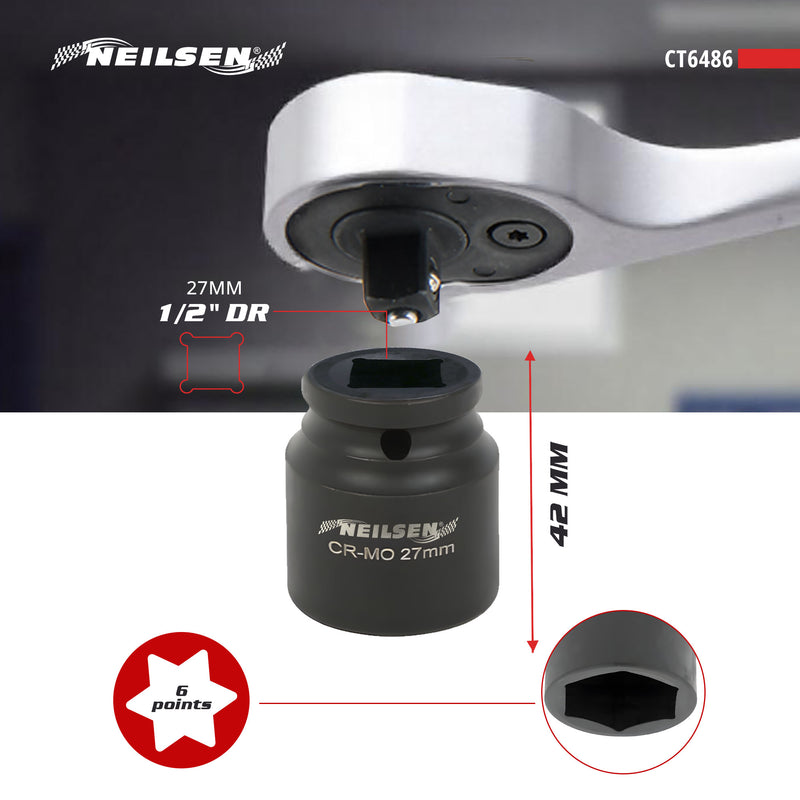 CT6486 - Impact Socket 1/2"Drive 27mm