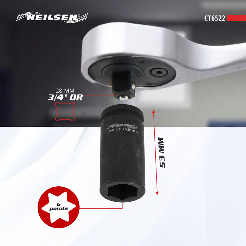CT6522 - Impact Socket 3/4"Drive Deep 28mm