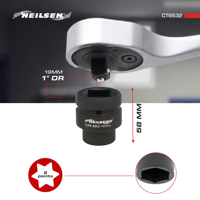 CT6532 - Impact Socket - 19mm 1 Inch Drive