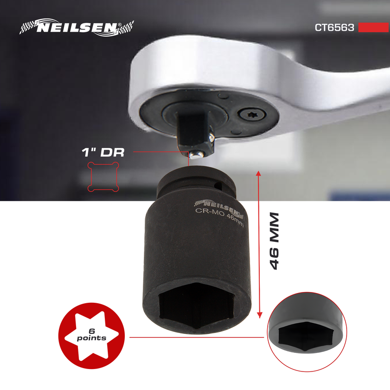 CT6563 - Impact Socket Deep 1 Inch Drive 46mm