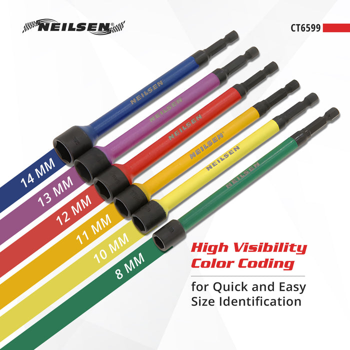 CT6599 - Magnetic Nut Setter Set 6pc Colour Coded