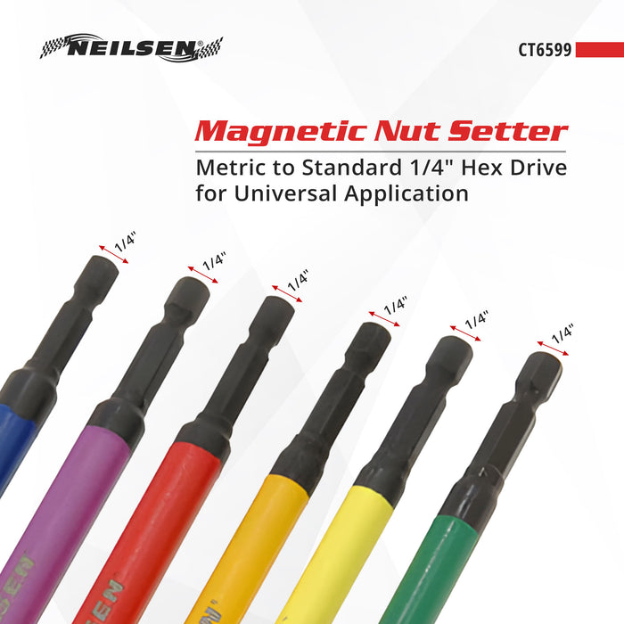CT6599 - Magnetic Nut Setter Set 6pc Colour Coded